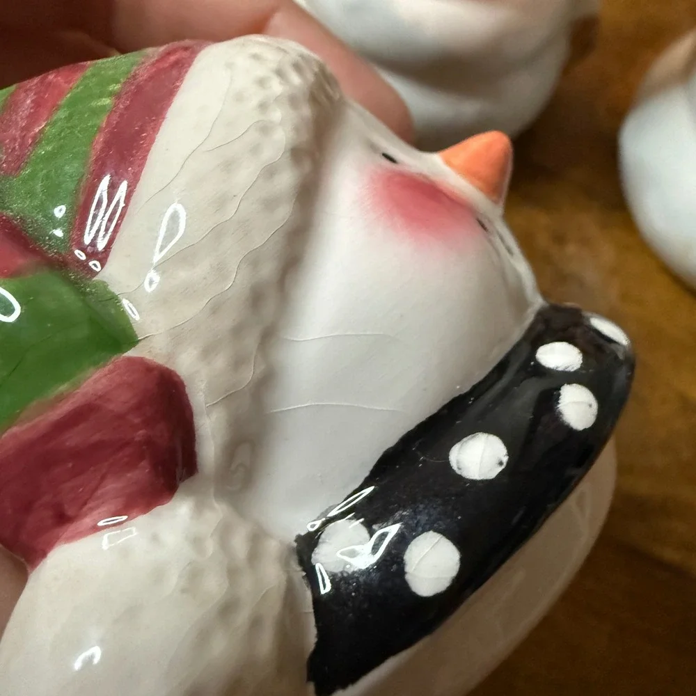 VTG HomeTrends Ceramic Snowman Sugar Creamer Set with Spoon Let‎ It Snow Holiday